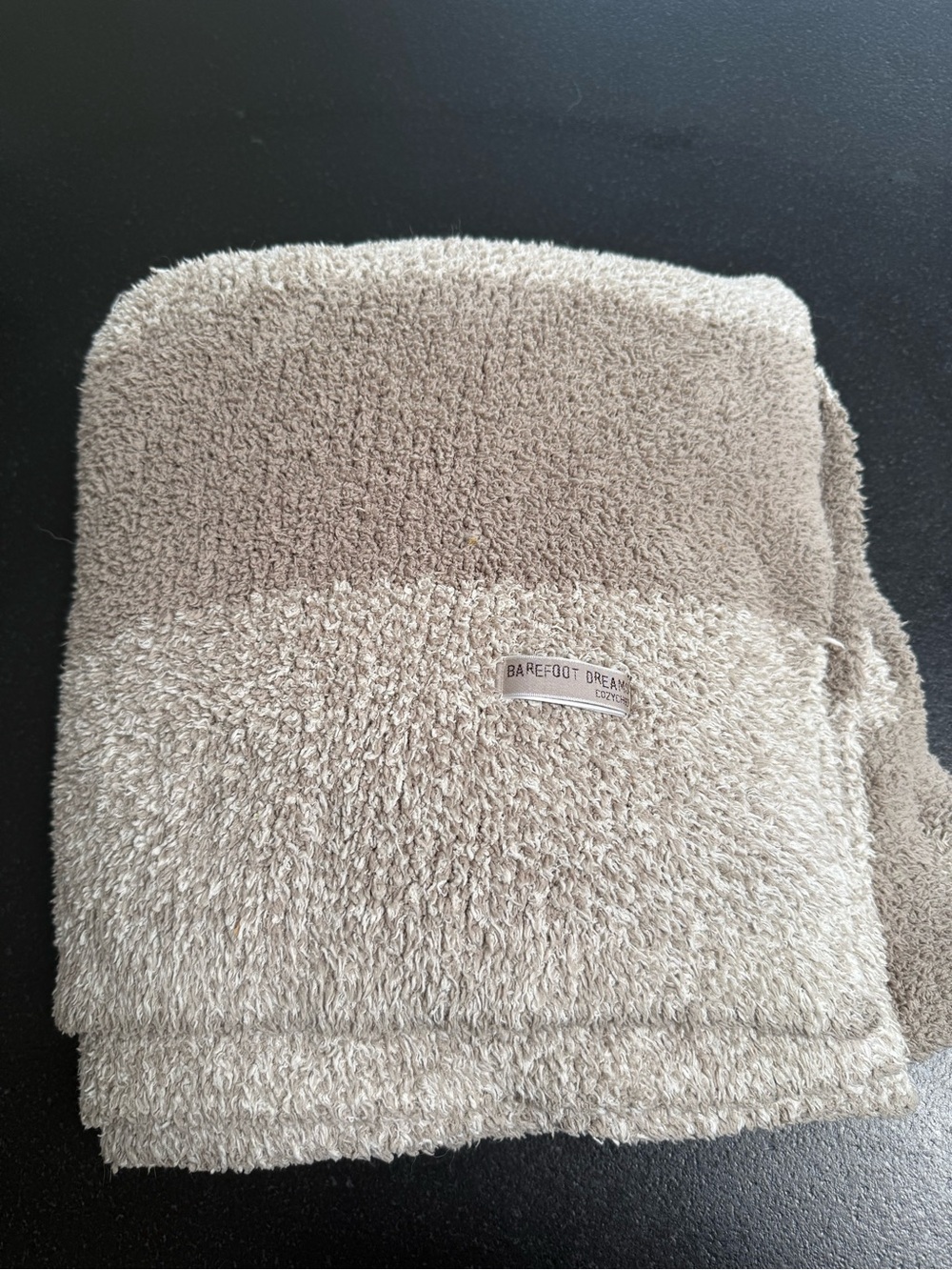Barefoot Dreams Plush Taupe Cream Throw Blanket